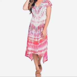 One World Pink Multi-Print Midi Dress